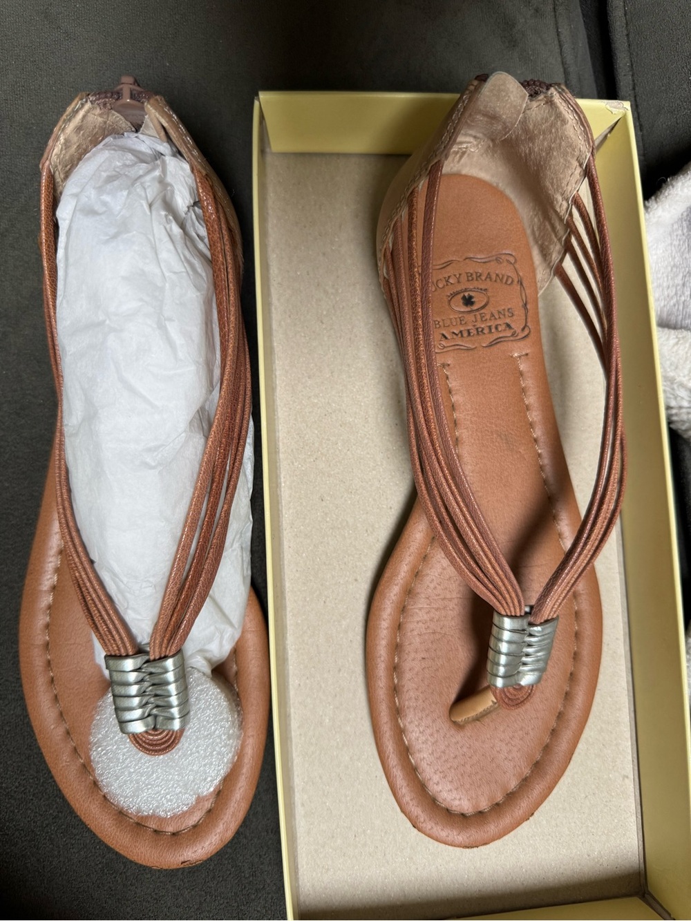 Lucky Brand Brown Strappy Thong Sandals